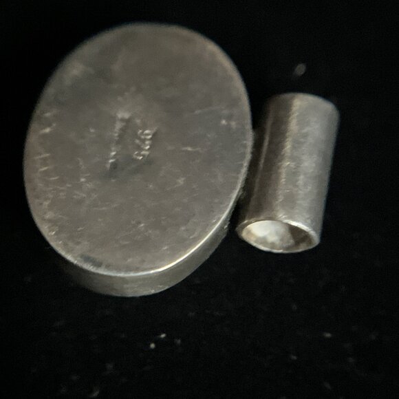 Vintage 925 Sterling Silver Onyx Modernist Slide Pendant 7.3g Artist Signed - Picture 5 of 11